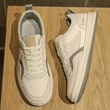 FashionBreathable Mens Sneakers Man Casual Walking Flats Lace-Up Vulacnized Shoes Summer Skateboard Footwear Cool Mesh Tenis Masculino 39