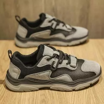Модная дышащая сетчатая обувь Мужская спортивная обувь Обувь для пешего туризма Мужская повседневная обувь Массажные подошвы Рабочая обувь Бесплатная доставка 39 бежевый