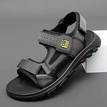 Модные британские мужские туфли на толстой подошве, износостойкие, летние, повседневные, мужские сандалии из кожи для альпинизма 38