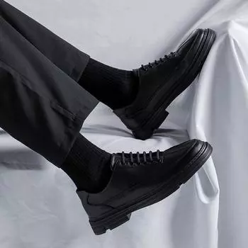 FashionBrogues Shoes Business Men Dress Shoes Fashion Elegant Formal Wedding Shoes Men Lace Up Office Oxford Shoes for Men 2024 38 чёрный