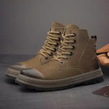 FashionClassic Men Leather High Top Casual Shoes 2024 New Arrival Men s Outdoor Motorcycle Boots Fashion Side Zipper Men s Ankle Boots 38