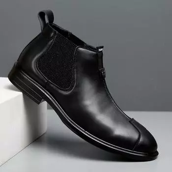 FashionClassic men shoes Retro Style Men Boots Autumn Elegantes Fashion Design Shoes Comfortable Soft men black Chelsea Boots 6.5 чёрный