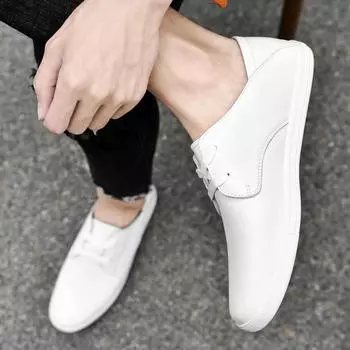 FashionClassic White Hollow Two-layer Cowhide Small White Shoe Board Модные легкие мужские дышащие повседневные спортивные туфли на шнуровке 36 чёрный