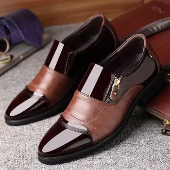 FashionCloth мужские деловые туфли-оксфорды без шнуровки из искусственной кожи с острым носком, дышащие повседневные модельные туфли-оксфорды 44 коричневый