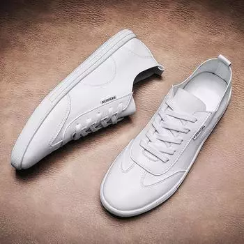 FashionComfy Soft Мужская обувь для скейтбординга Модная кожаная мужская повседневная обувь Дышащие мужские кроссовки на шнуровке Ручной работы Обувь для ходьбы на открытом воздухе на плоской подошве 38 чёрный