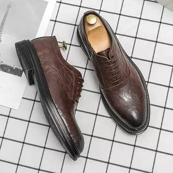 FashionDesigner Brand Casual Shoes Pointed Lace Up Design Men s Fashion Low Top Shoes Office Men s Business Shoes Elegant Universal 38 чёрный