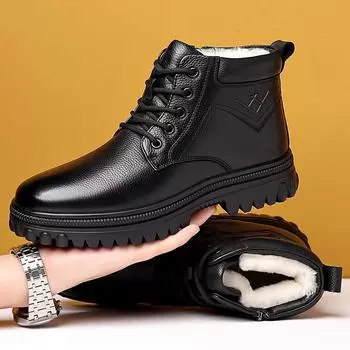 FashionDesigner Зимние бархатные теплые ботинки на платформе для снега для мужчин Модные мужские хлопковые туфли с мягкой подошвой Новые нескользящие полусапожки для мужчин 38