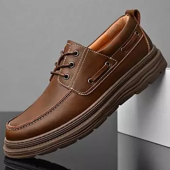 Модные элегантные мужские туфли на каждый день, лоферы с толстой подошвой для мужчин, мокасины для вождения, удобные свадебные туфли на шнуровке, большой размер 38-46 38 чёрный