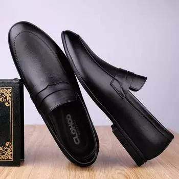 FashionElegantes Стильные мужские мокасины из натуральной кожи для вождения Мужские мокасины для свадебной вечеринки Мужская обувь Классическая офисная обувь 38 чёрный