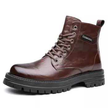 FashionFashion Casual Новые дизайнерские высокие ботильоны для мужчин в английском стиле Осенние рабочие ботинки на платформе Мужская дизайнерская обувь для мужчин 38 чёрный