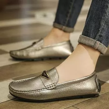 FashionFashion Golden Men s Casual loafers Slip-On Tassel Patent shoes Thick Bottom Shoe Men s Party Shoes Business Shoes Brogue flats 6.5 чёрный