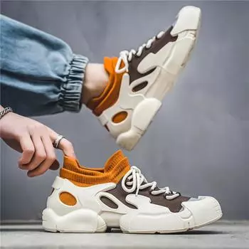 FashionFashion Knit Socks Sneakers Men Breathbale Socks Trainers Men Casual Flat Sneakers Lightweight Summer Sports Men s Slip-On Shoes 39