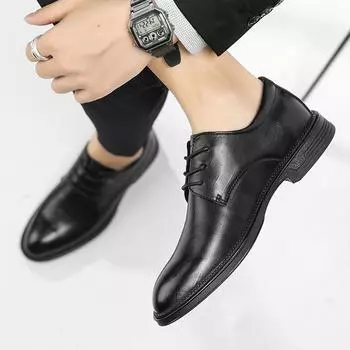 FashionFashion Leather Flats Men s Shoes Men Casual Summer Shoe High Quality Oxford Shoes Man Luxury Brand Moccasins Office Shoes 38 чёрный