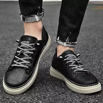 FashionFashion кожаные мужские кроссовки на шнуровке мужские удобные повседневные туфли 2024 новые элегантные туфли для скейтбординга мужские туфли на плоской подошве для отдыха на открытом воздухе мужская обувь 38 бежевый