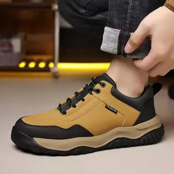 FashionFashion Male Comfortable Work Shoes All-match Men Casual Walking Shoes 2024 Hot Sale Mens Outdoor Sneakers New Male Hiking Shoes 38 чёрный