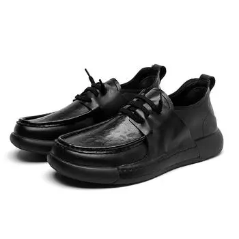 FashionFashion Men Business Shoes Mens Leather Loafers Luxury Brand Breathable Soft Men Casual Shoes Male Lace Up Shoes Moccasins 38 чёрный