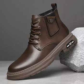 FashionFashion Мужская обувь Мужская удобная обувь с высоким верхом 2024 года Мужские мотоциклетные ботинки на шнуровке Классические ботинки ручной работы для мужчин 37