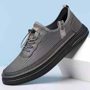 FashionFashion Summer Mesh Shoes Men Casual Shoes Mesh outdoor Breathable Slip-on Flats Men Sneakers Comfort Water Loafers Zapatillas 38 чёрный