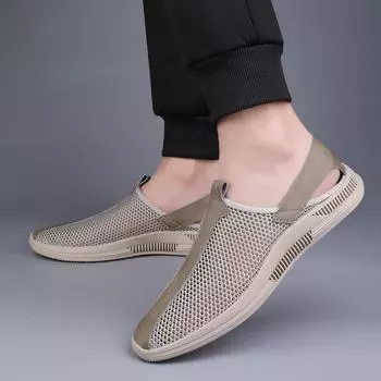 FashionFashionable 2024 Мужская сетчатая дышащая повседневная спортивная обувь Удобная ленивая обувь без застежек Повседневная мужская обувь с защитой от запаха 37 чёрный