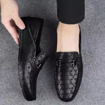 FashionFashionable Men s Authentic Leather Shoes New Casual Shoes Business Men s Casual Shoes Full Set of Driving Fashion Flat Shoes 36