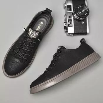 FashionFashionable Новые мужские повседневные туфли из натуральной кожи Универсальные туфли-оксфорды Мужские походные туфли на открытом воздухе Мягкие подошвы Удобные 36 чёрный