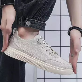 FashionFlat Male Shoe Non-slip Breathable Men s Casual Shoes Non-leather Shipping Free 2024 Trend In Promotion New Offer Work Sneakers 39