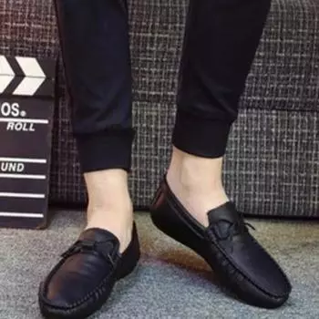 FashionFlat Non Slip And Waterproof Male Casual Shoe Round Toe Men s Leather Shoes New In Cheap Clearance Korean Style Slip-on Sale Pu 39