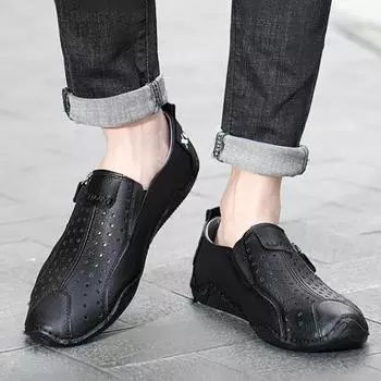 FashionFlat Non Slip and Waterproof Male Casual Shoe Shipping Free Common Footwear Offer 2024 Trend Social Elegant Men s Leather Shoes 38