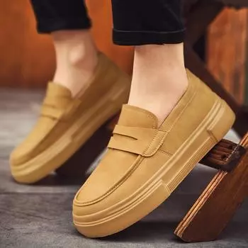 FashionFlat Shoes Men Pattern Loafers Summer Walk Moccasins Slip On Casual Shoes Genuine Leather Wedding Party Dress Shoes 39 коричневый