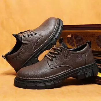 FashionFormal Leisure Leather Oxford Shoes for Men Lace Up Male Formal Dress Footwear Office Casual Footwear Fashion Man Business Shoes 38 чёрный