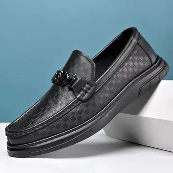 FashionGenuine Leather Casual Shoes for Men Handmade Platform Walking Shoes Leisure Walk Male Outdoor Footwear Hot Sale Slip on Loafers 38