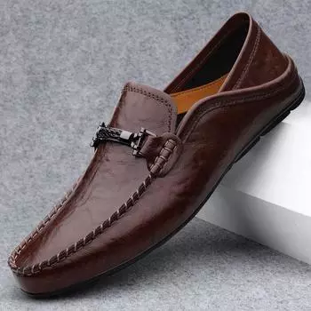 FashionGenuine Leather Casual Shoes Men s Handmade Slip on Walking Shoes Outdoor Moccasins Handmade Male Driving Loafers Lazy Footwear 36