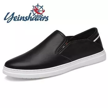 FashionGenuine Leather Loafers Mens Shoes Breathable Flat Designer Shoes Fashion Casual Summer Shoes Minimalist For Men Plus Size 36-48 38 чёрный