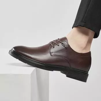 Модные мужские туфли-оксфорды из натуральной кожи на шнуровке, повседневные деловые туфли, классические формальные туфли, мужская прогулочная обувь в британском стиле 37 чёрный