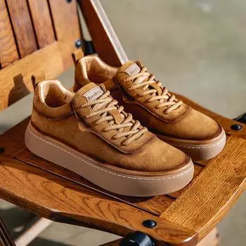МодаНатуральная кожа Мужская обувь Кроссовки Тренд Повседневные дышащие мужские кроссовки Нескользящая обувь Вулканизированная обувь Теннис Мужской 38 коричневый