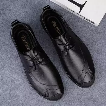 Модные мужские туфли из натуральной кожи для свадьбы, универсальная мужская обувь, повседневная мужская удобная деловая обувь, высококачественные туфли для вождения 38 чёрный