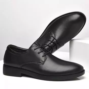 FashionGenuine Leather Mens Casual Shoes Luxury British Business Men Shoes Fashion Round Toe Man s Footwears Lace-Up Comfy Man Sneakers 38 чёрный