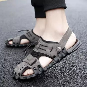 FashionHandmade Fashion Men Sandals Solid Outdoor Beach Shoes Male Summer Comfort Lightweight Breathable Non-slip Man Casual Sandals 38 коричневый