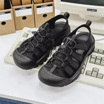 Модные дышащие летние туфли ручной работы для мужчин, высококачественные мужские сандалии, противоскользящие пляжные сандалии, обувь с полым носком, препятствующая столкновениям 36 чёрный