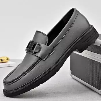 FashionHandmade Men s Casual Leather Loafers Non Slip Walking Flats Breathable Outdoor Slip on Shoes Male Work Office Driving Sneakers 38 чёрный