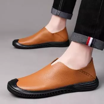 Модные мужские туфли ручной работы, мокасины, лоферы, мужская повседневная кожаная офисная обувь, мужские туфли без застежек, мужские туфли большого размера 35-47 35 чёрный