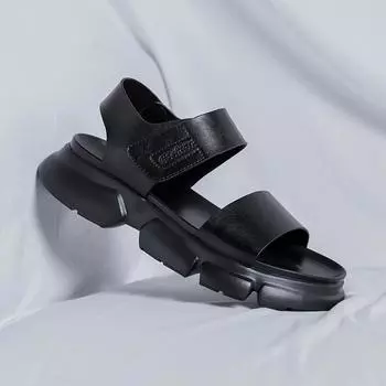 FashionHandmade Ultra-light Men Sandals Leisure Beach Holiday Shoes Outdoor Male Retro Summer Flats Comfortable Casual Sandals Open-toe 38 чёрный