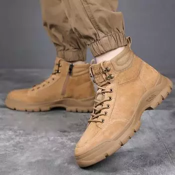 FashionHigh Quality 2024 Men Boots New Riding Shoes Men s Casual High Top Snow Boots Fashion British Style Thick Sole High Top Boots 38 серый