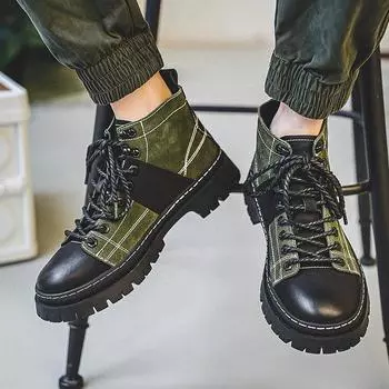 Модные высококачественные мужские ботинки из коровьей кожи, мужская обувь в уличном стиле в стиле панк, модные уличные кожаные ботинки, высокие ботинки на толстой подошве, рабочие ботинки 38 коричневый