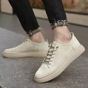 FashionHigh Quality Fashion New Men Lace Up Casual Shoe Outdoor Casual Anti Slip Sole Sneakers Men Fashion Versatile Sports Board Shoes 38 песочный