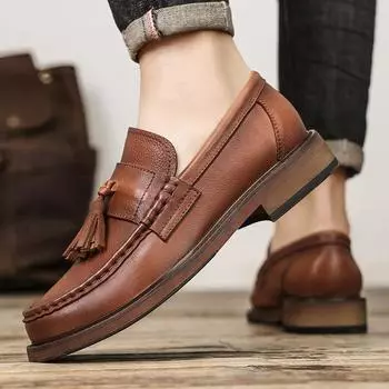 Модные высококачественные мужские мокасины ручной работы, модный дизайн, повседневная обувь, мокасины, мужские офисные туфли, балетки, натуральная кожа, слипоны, мужская обувь 38 чёрный