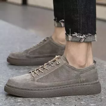 FashionHigh Quality Men Casual Shoes Fashion Men s Shoes Comfortable Fashion Walking Mens Sneakers New Suede Leather Lace-Up Shoes Male 38 песочный