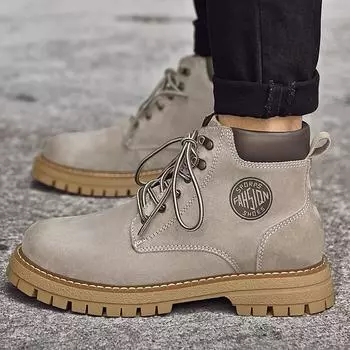 Модные высококачественные мужские осенне-зимние удобные теплые высокие ботинки на шнуровке модные классические мужские нескользящие износостойкие ботинки 37