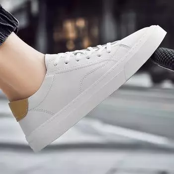 FashionHigh Quality Men s Casual Shoes Genuine Leather Low Top Mens Sneakers Soft Lace-Up Skate Shoes Men New Design Versatile Sneakers 38 чёрный