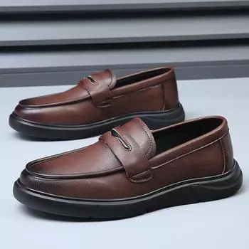 FashionHigh Quality Men s Leather Lazy Man s Foot Covers Comfortable Bean Shoes Fashionable New Men s Outdoor Anti Slip Driving Shoes 38 чёрный